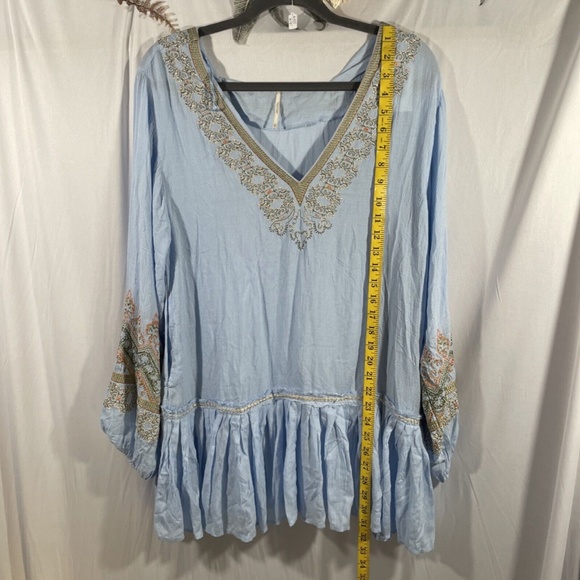 NWT $148‎ Free People [ XS ] Wild One Embroidered Mini Dress in Blue Skies - Picture 15 of 16